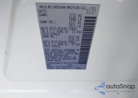 2018 Nissan Pathfinder Sv from USA, damaged, VIN 5N1DR2MM1JC627270